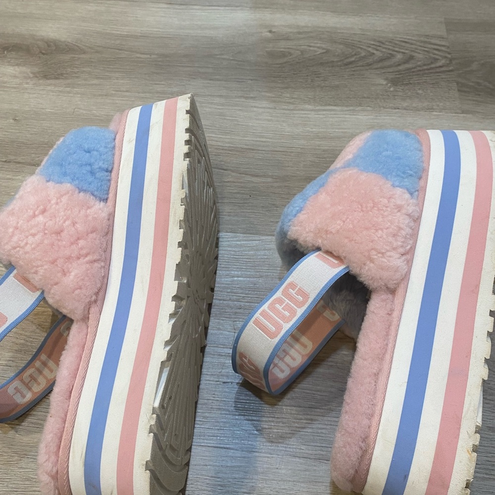 UGG pink and blue slippers size 10